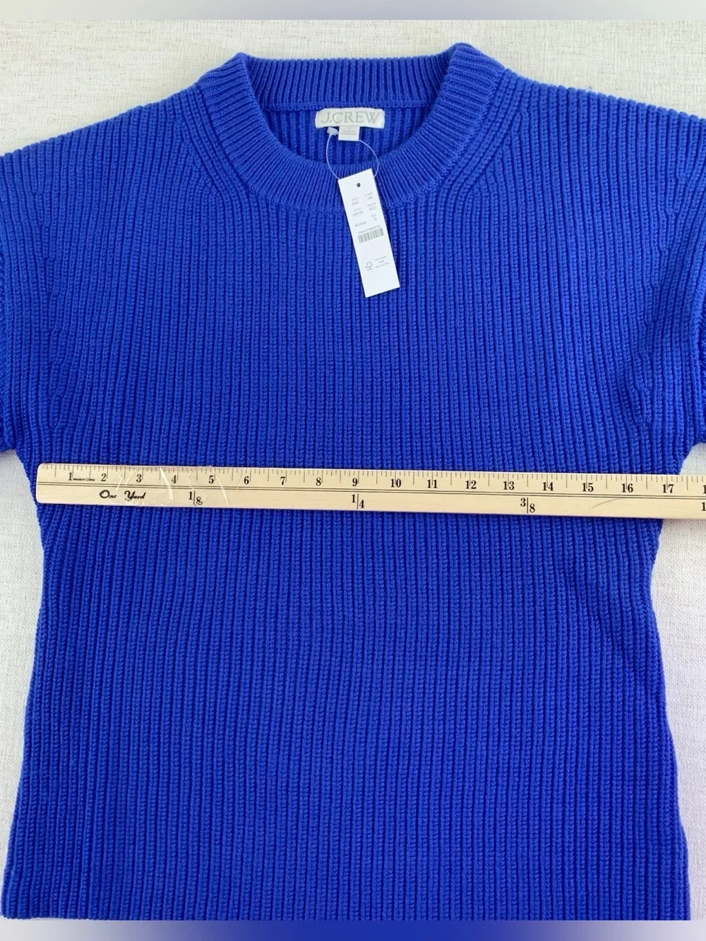 J crew women's S Fitted-waist crewneck sweater in ribbed merino wool long sleeve